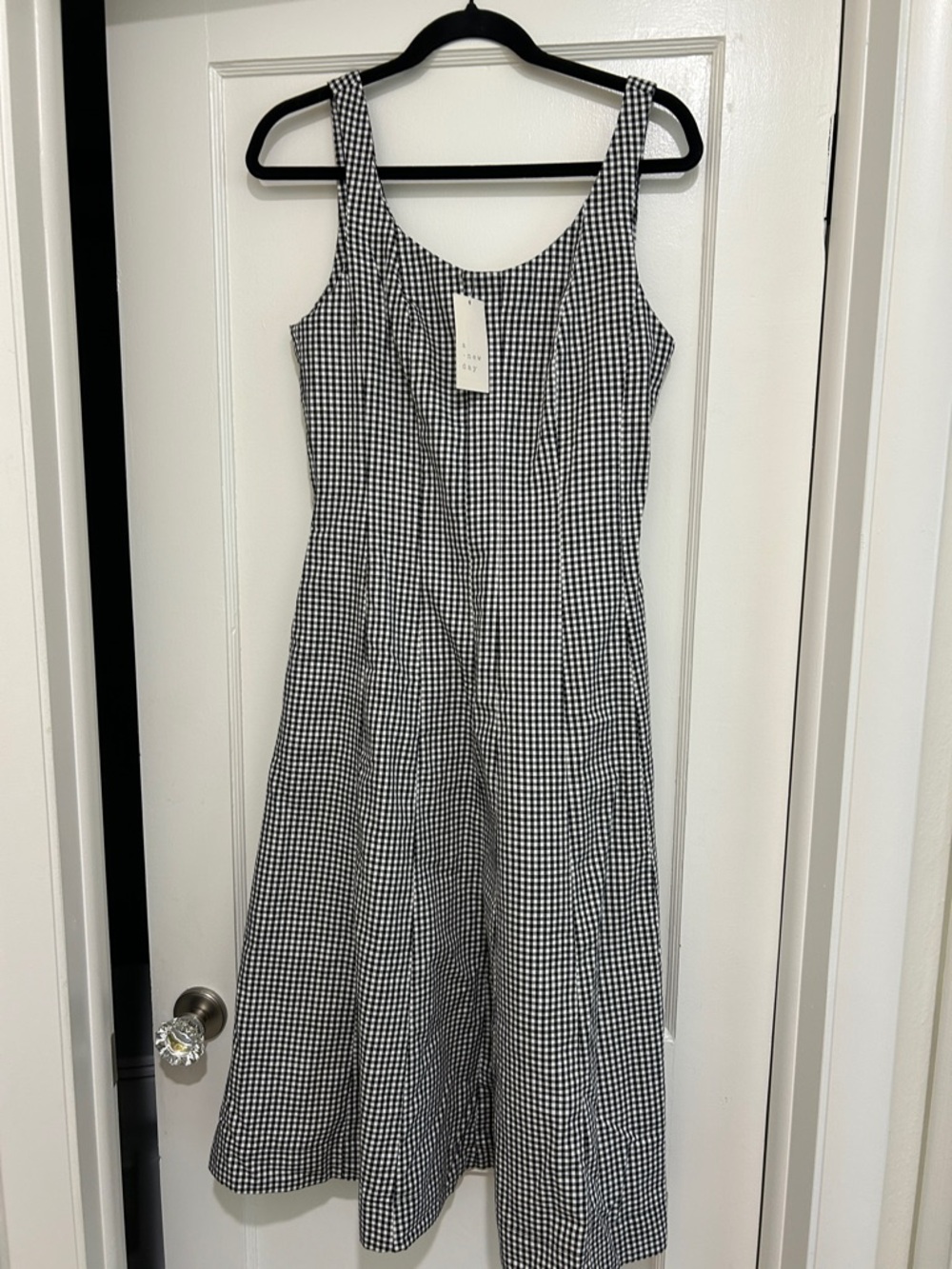 a new day Black and White Gingham Midi Dress